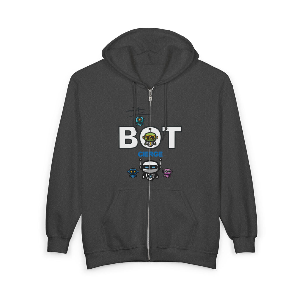 Logo Unisex Heavy Blend™ Full Zip Hooded Sweatshirt (Dark Edition with White Print)