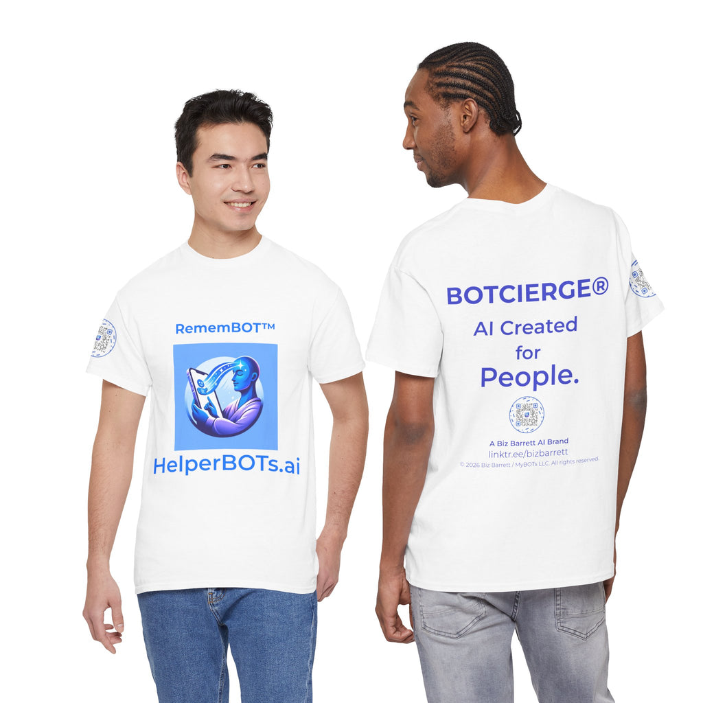 Unisex RememBOT™ in Square Heavy Cotton Tee (Light Edition with Blue Print)