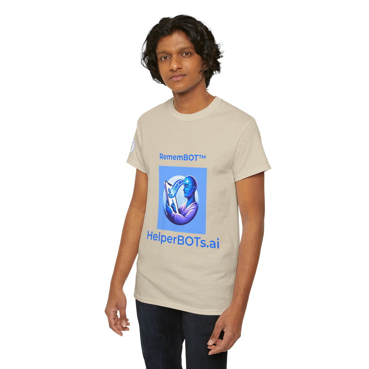 Unisex RememBOT™ in Square Heavy Cotton Tee (Light Edition with Blue Print)