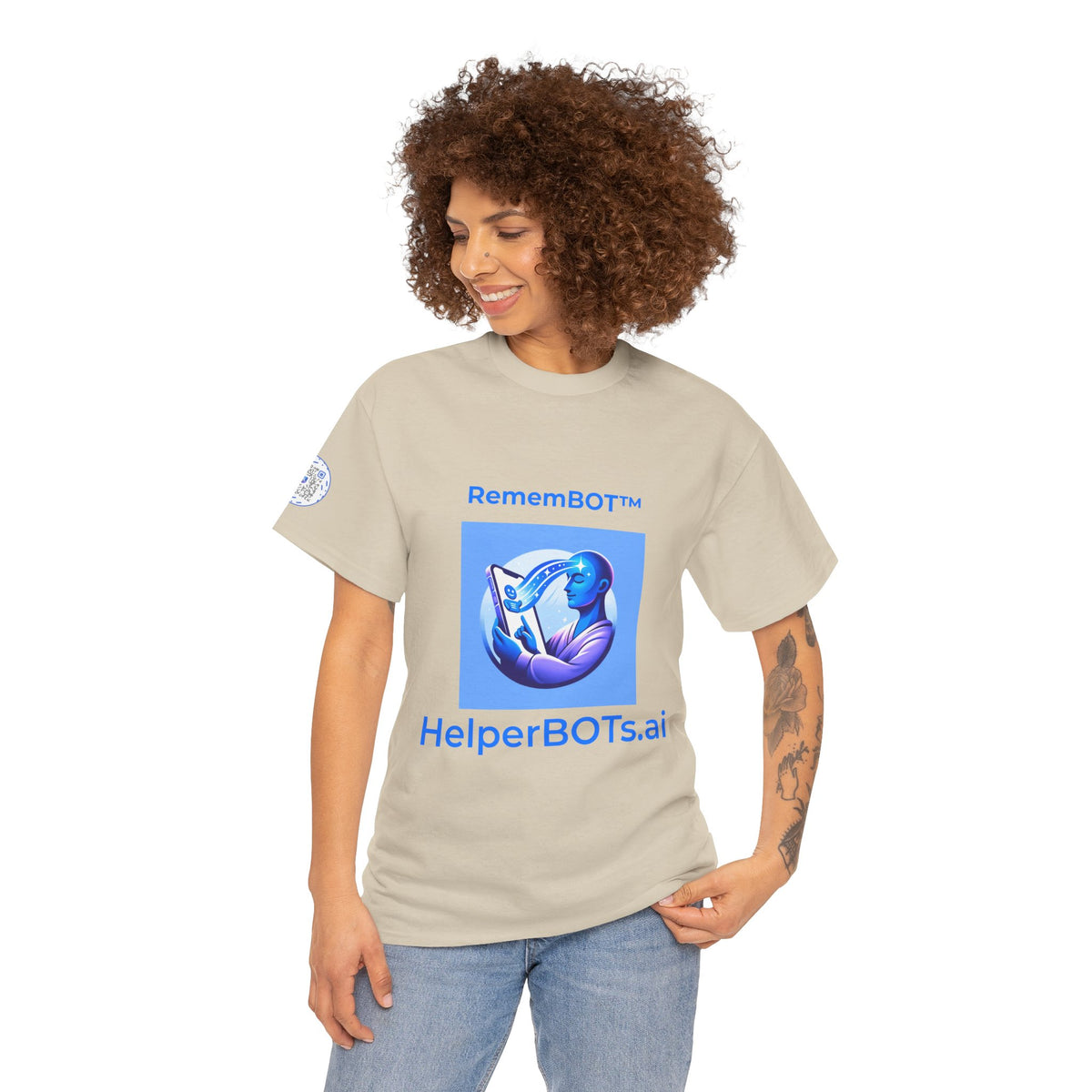 Unisex RememBOT™ in Square Heavy Cotton Tee (Light Edition with Blue Print)