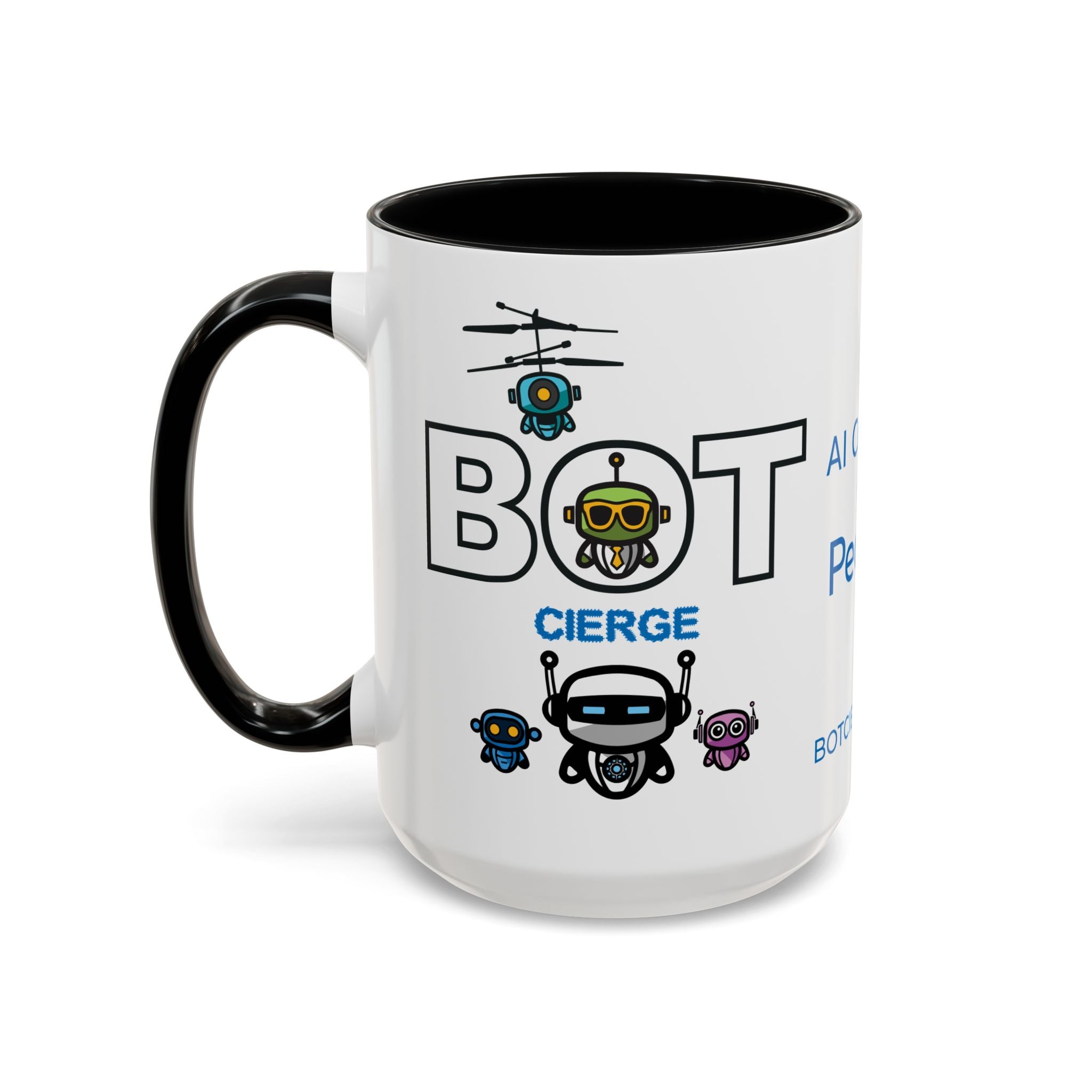 Logo Accent Coffee Mug (11, 15oz) (Dark Edition with Light Blue Print)