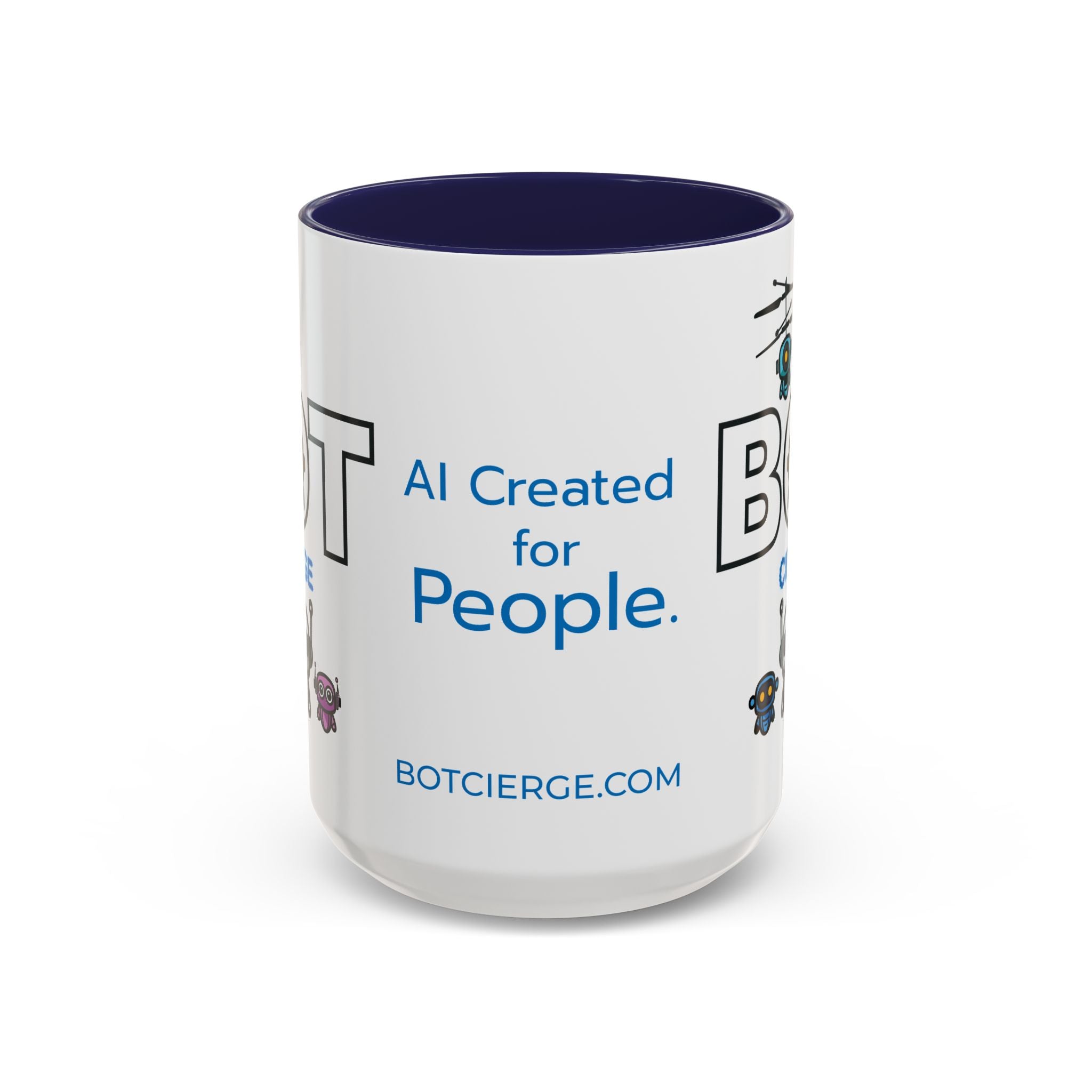 Logo Accent Coffee Mug (11, 15oz) (Dark Edition with Light Blue Print)