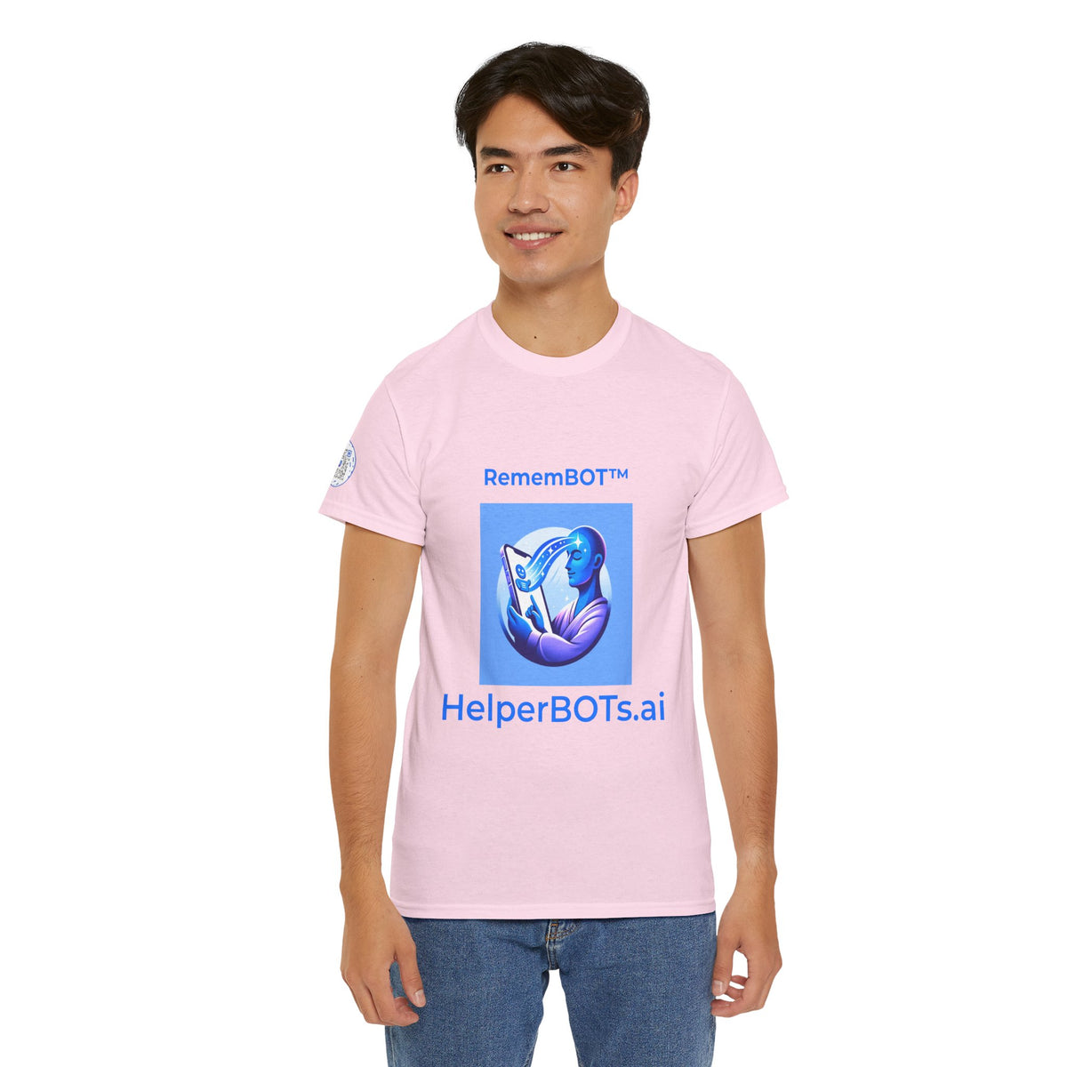 Unisex RememBOT™ in Square Heavy Cotton Tee (Light Edition with Blue Print)