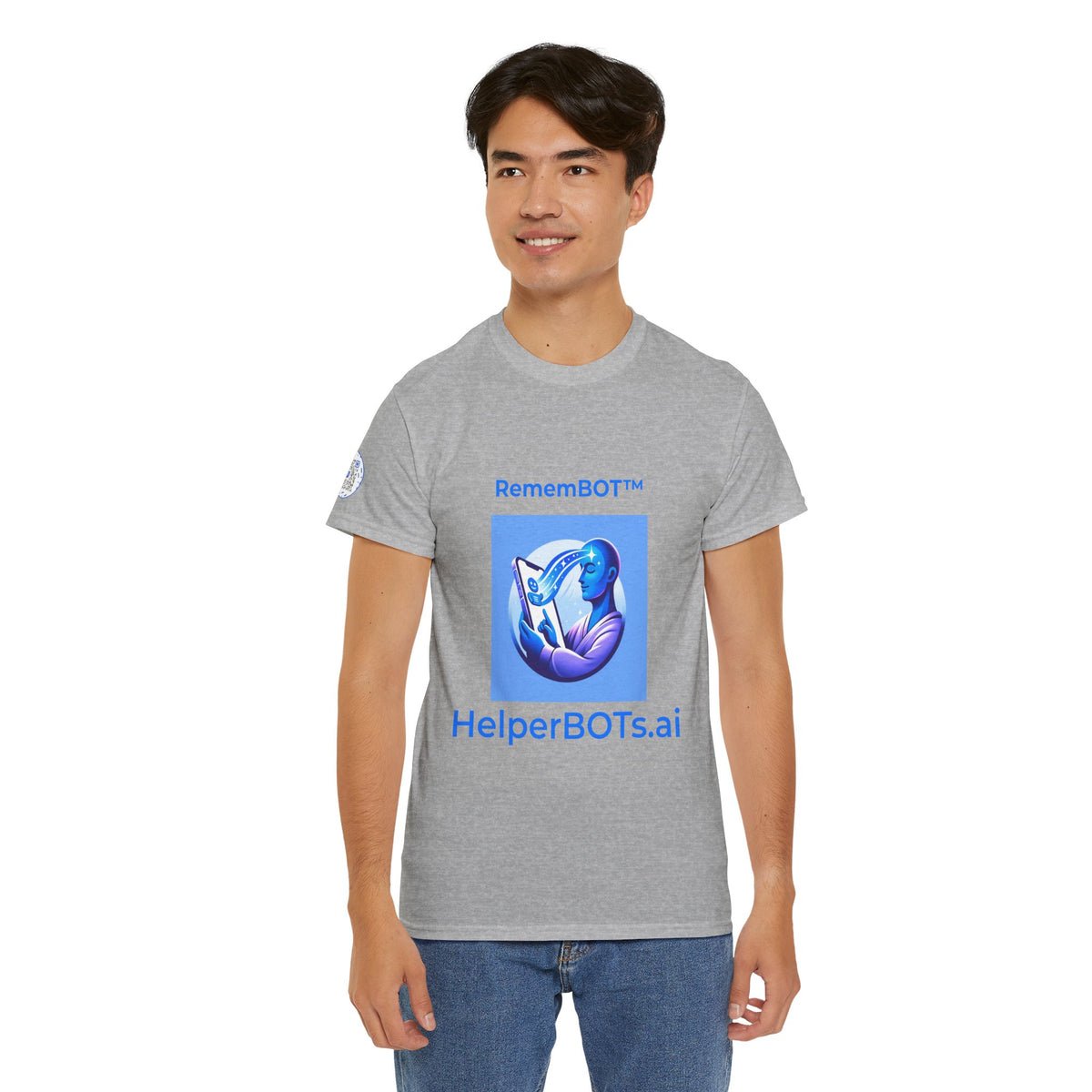 Unisex RememBOT™ in Square Heavy Cotton Tee (Light Edition with Blue Print)