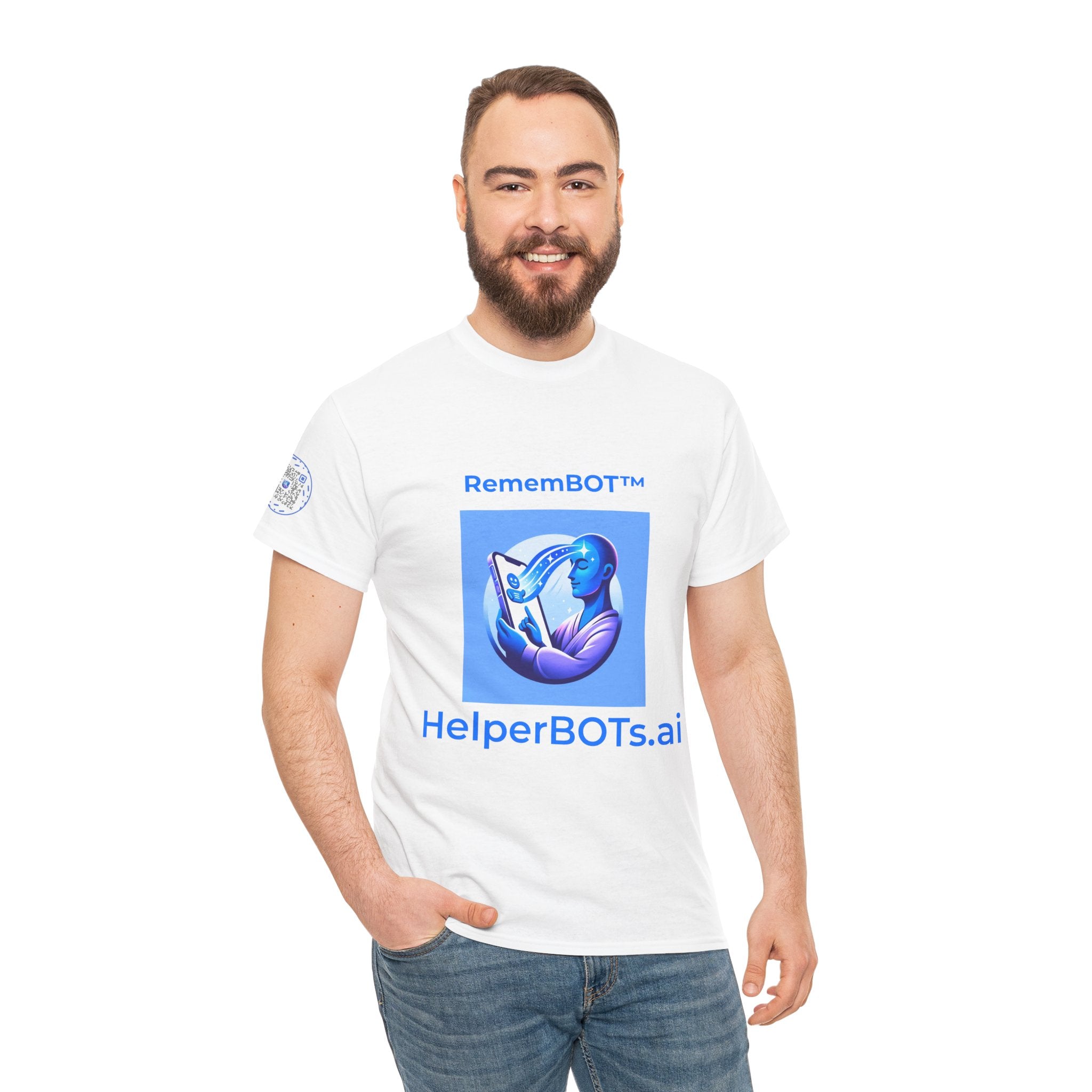 Unisex RememBOT™ in Square Heavy Cotton Tee (Light Edition with Blue Print)