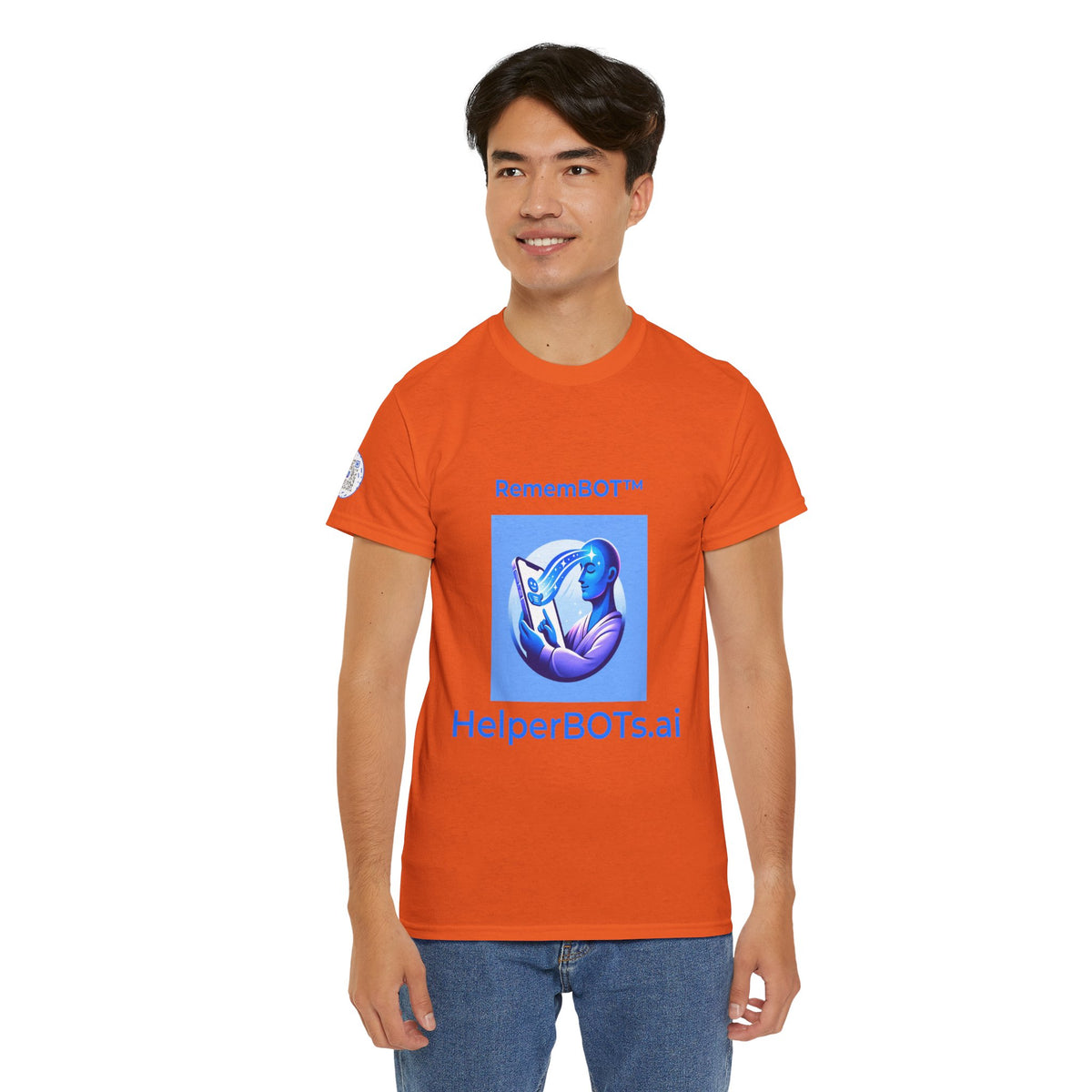 Unisex RememBOT™ in Square Heavy Cotton Tee (Light Edition with Blue Print)