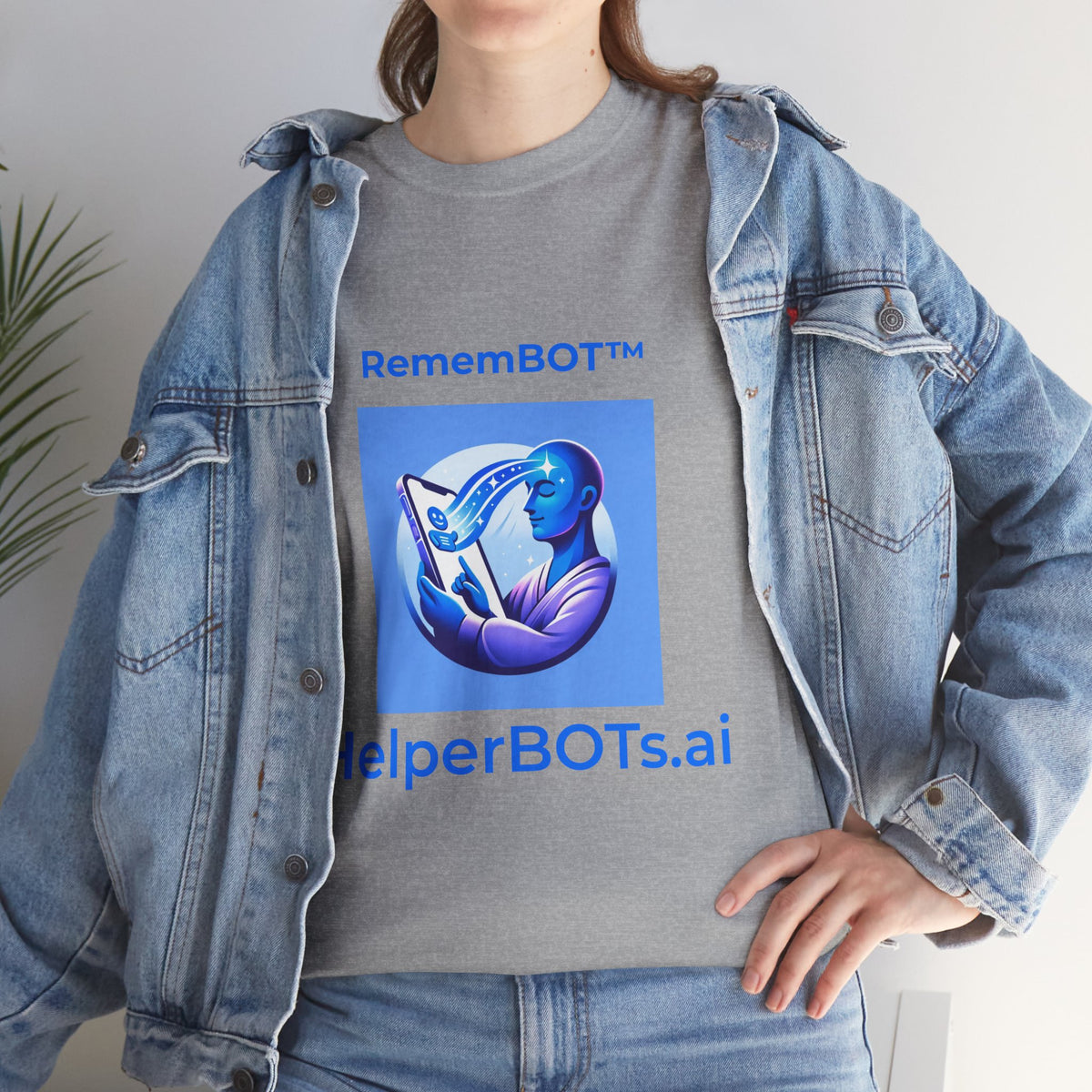 Unisex RememBOT™ in Square Heavy Cotton Tee (Light Edition with Blue Print)