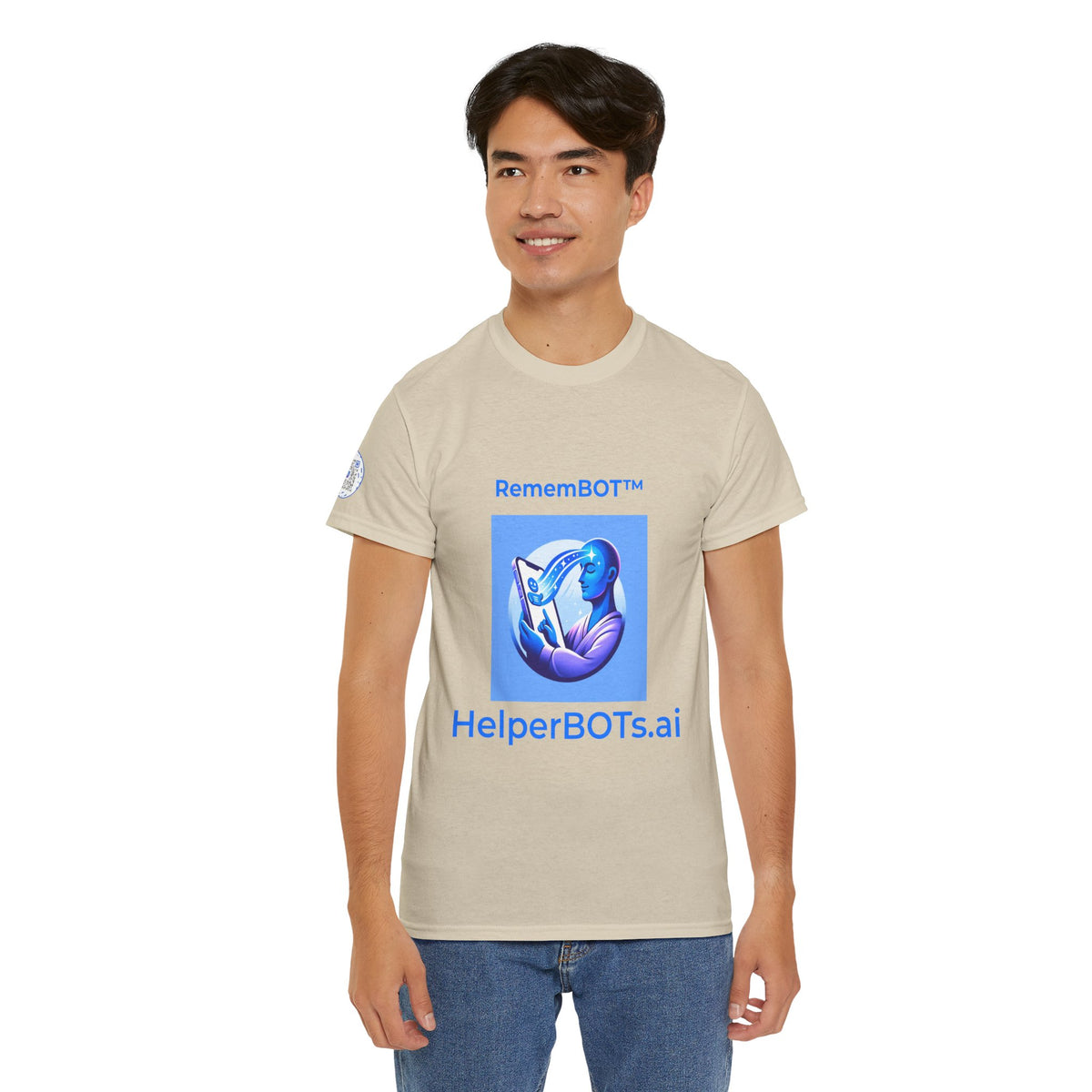 Unisex RememBOT™ in Square Heavy Cotton Tee (Light Edition with Blue Print)