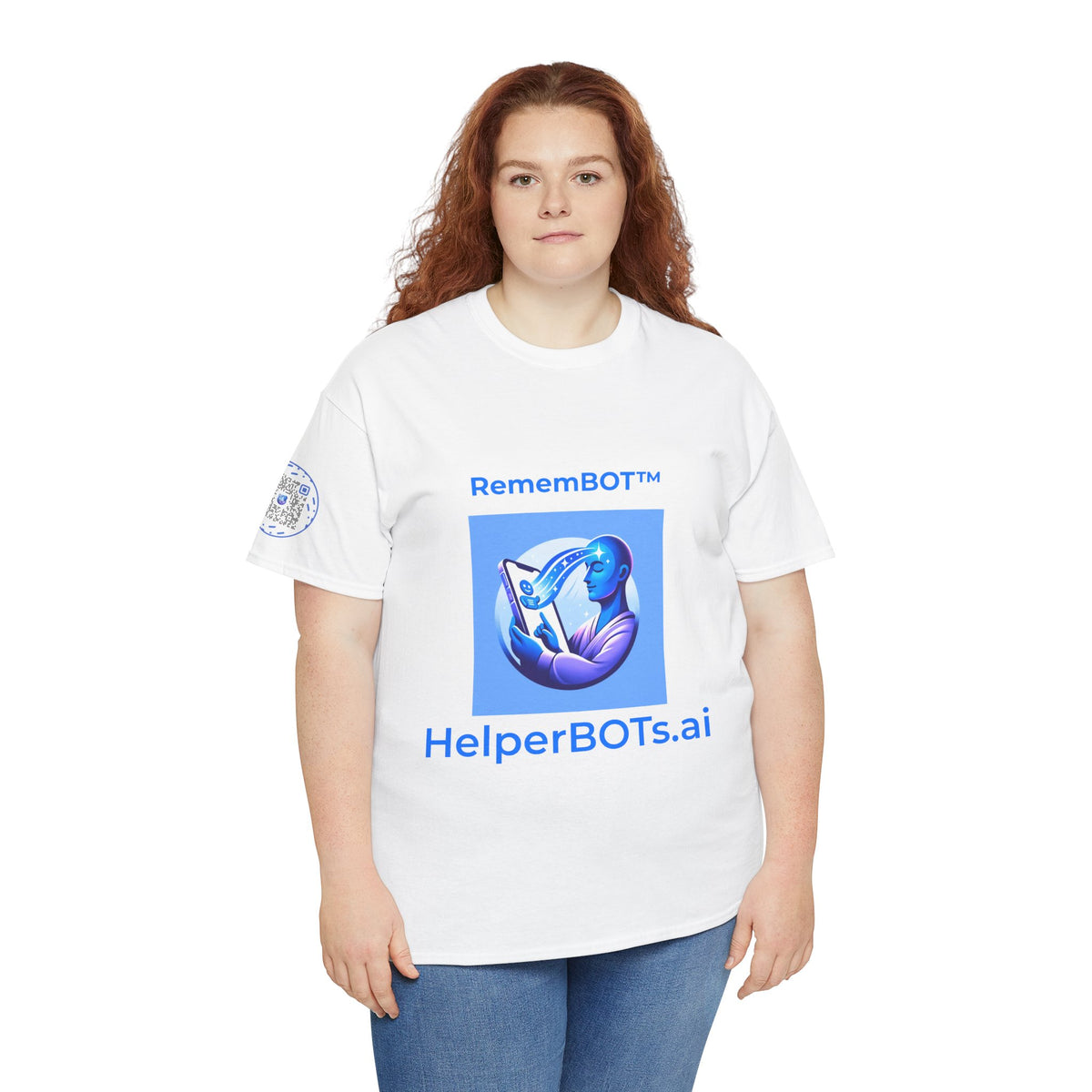 Unisex RememBOT™ in Square Heavy Cotton Tee (Light Edition with Blue Print)