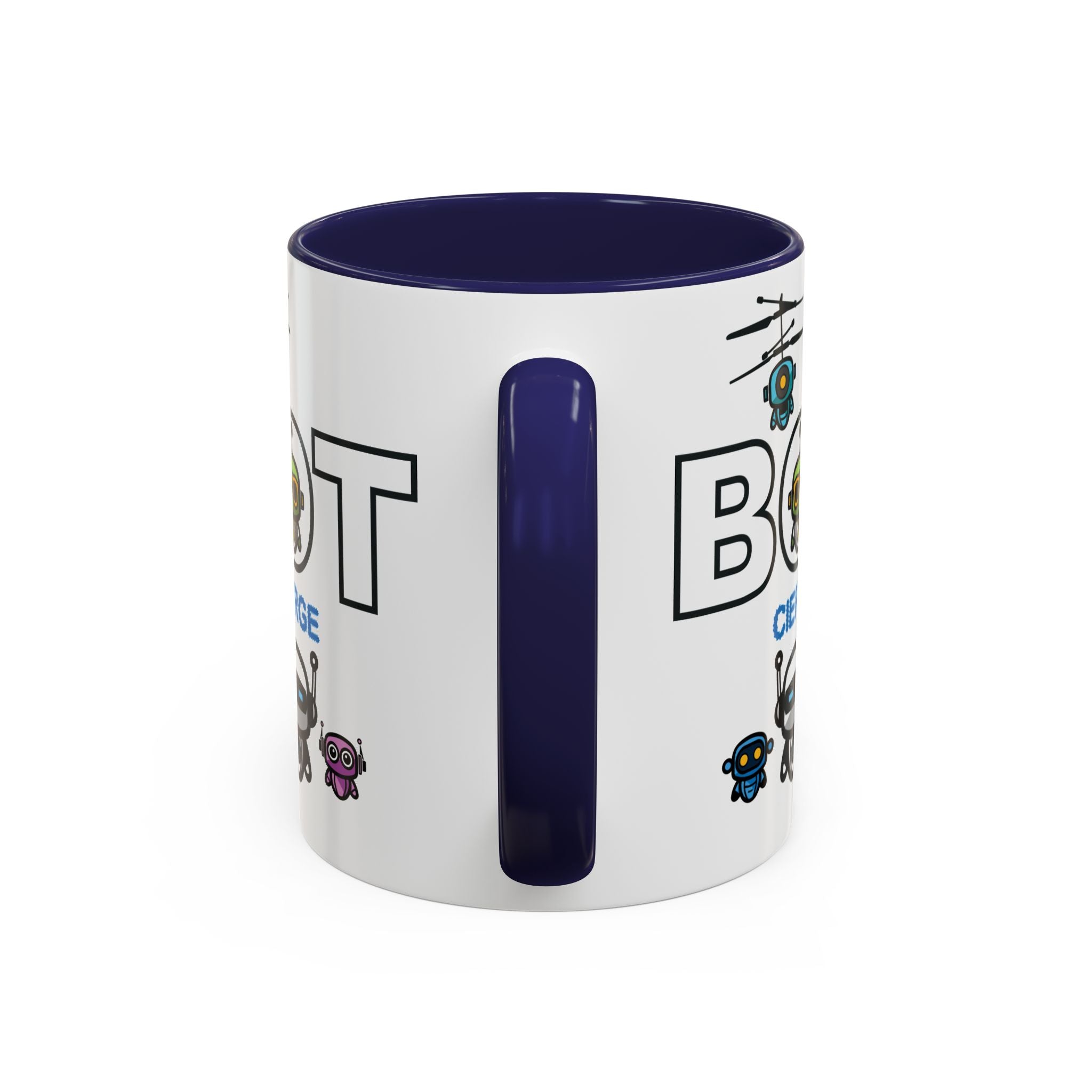 Logo Accent Coffee Mug (11, 15oz) (Dark Edition with Light Blue Print)
