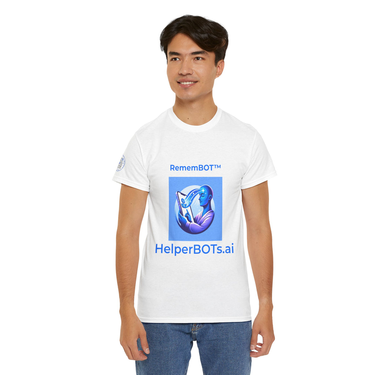 Unisex RememBOT™ in Square Heavy Cotton Tee (Light Edition with Blue Print)
