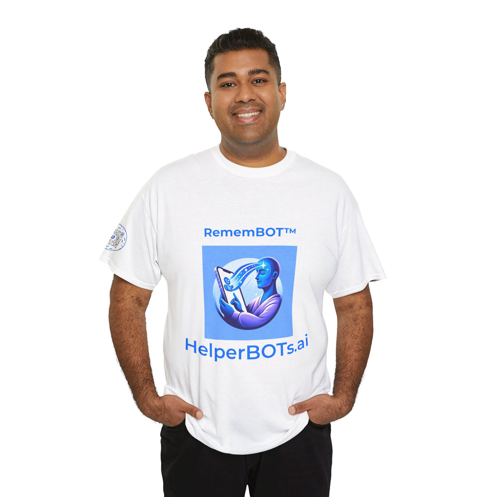 Unisex RememBOT™ in Square Heavy Cotton Tee (Light Edition with Blue Print)