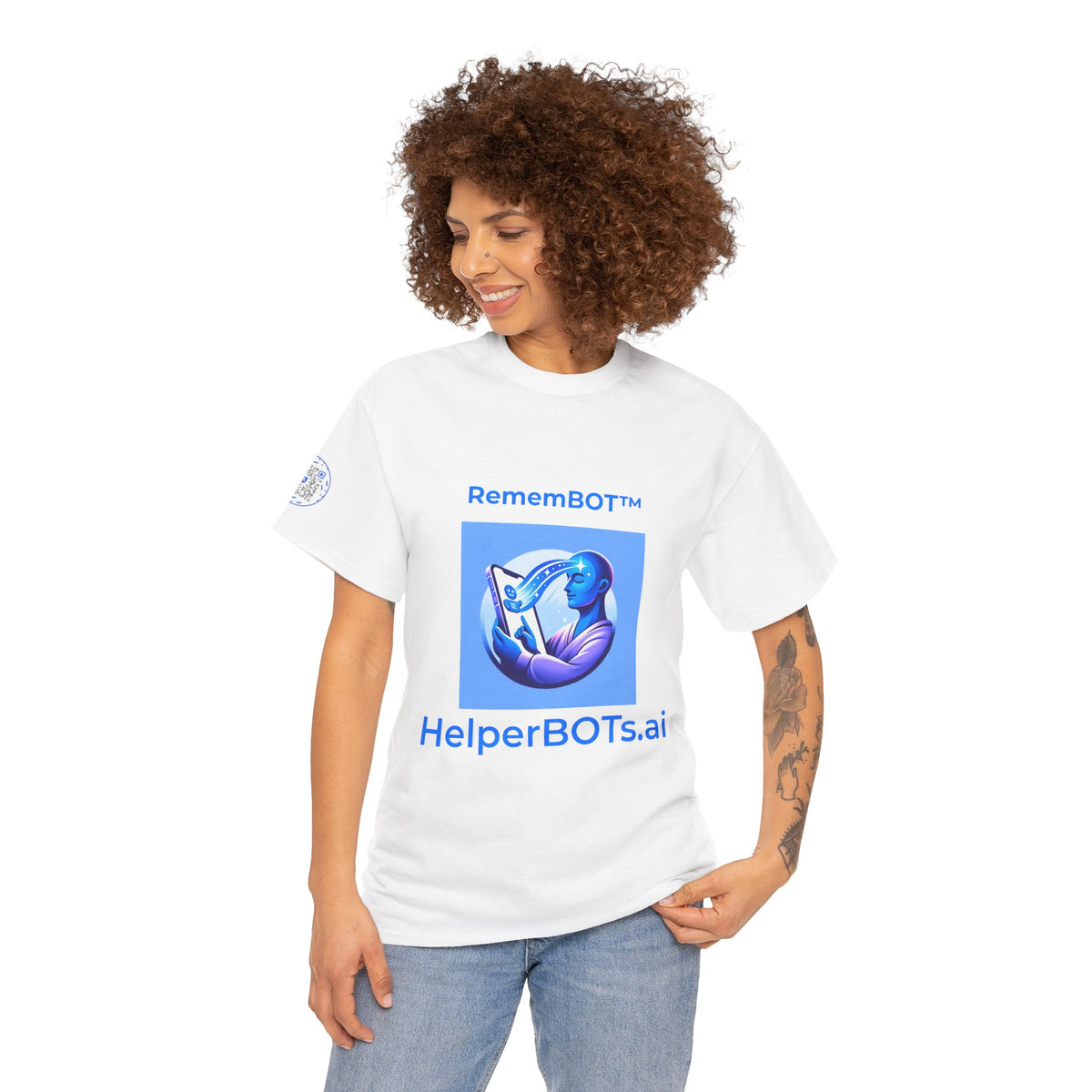 Unisex RememBOT™ in Square Heavy Cotton Tee (Light Edition with Blue Print)