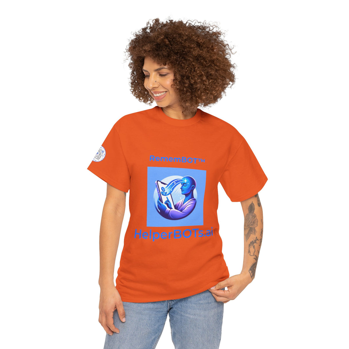 Unisex RememBOT™ in Square Heavy Cotton Tee (Light Edition with Blue Print)