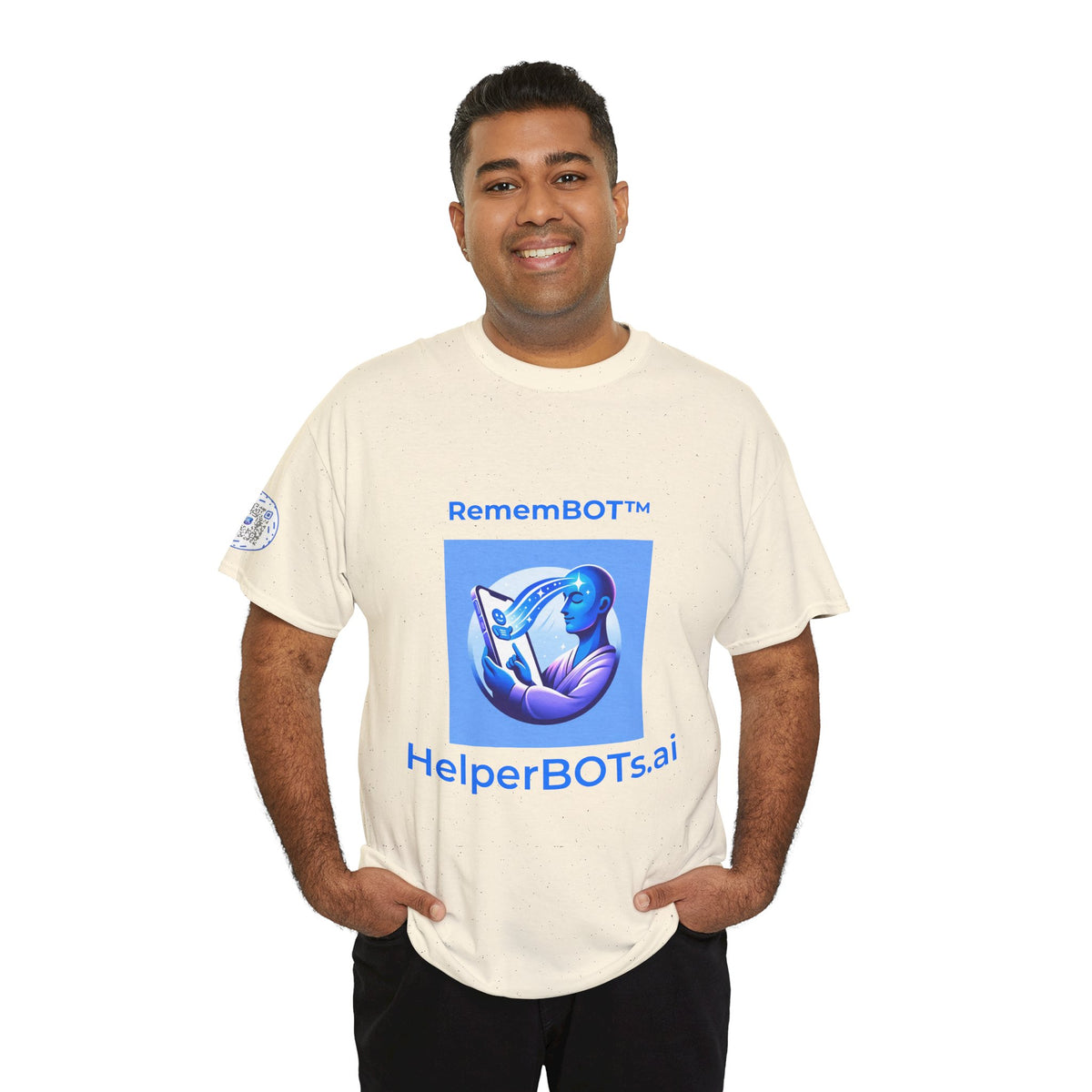 Unisex RememBOT™ in Square Heavy Cotton Tee (Light Edition with Blue Print)