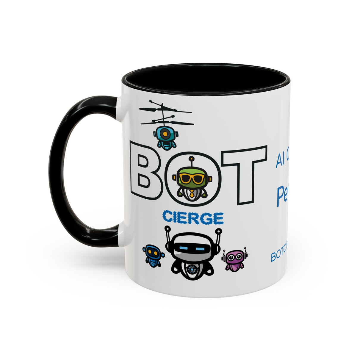 Logo Accent Coffee Mug (11, 15oz) (Dark Edition with Light Blue Print)