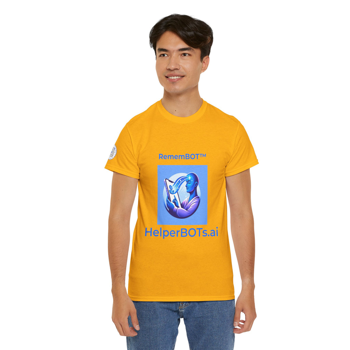 Unisex RememBOT™ in Square Heavy Cotton Tee (Light Edition with Blue Print)