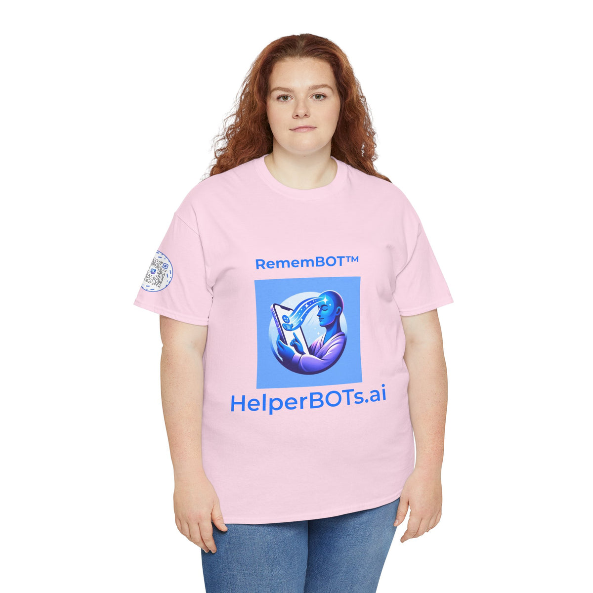 Unisex RememBOT™ in Square Heavy Cotton Tee (Light Edition with Blue Print)