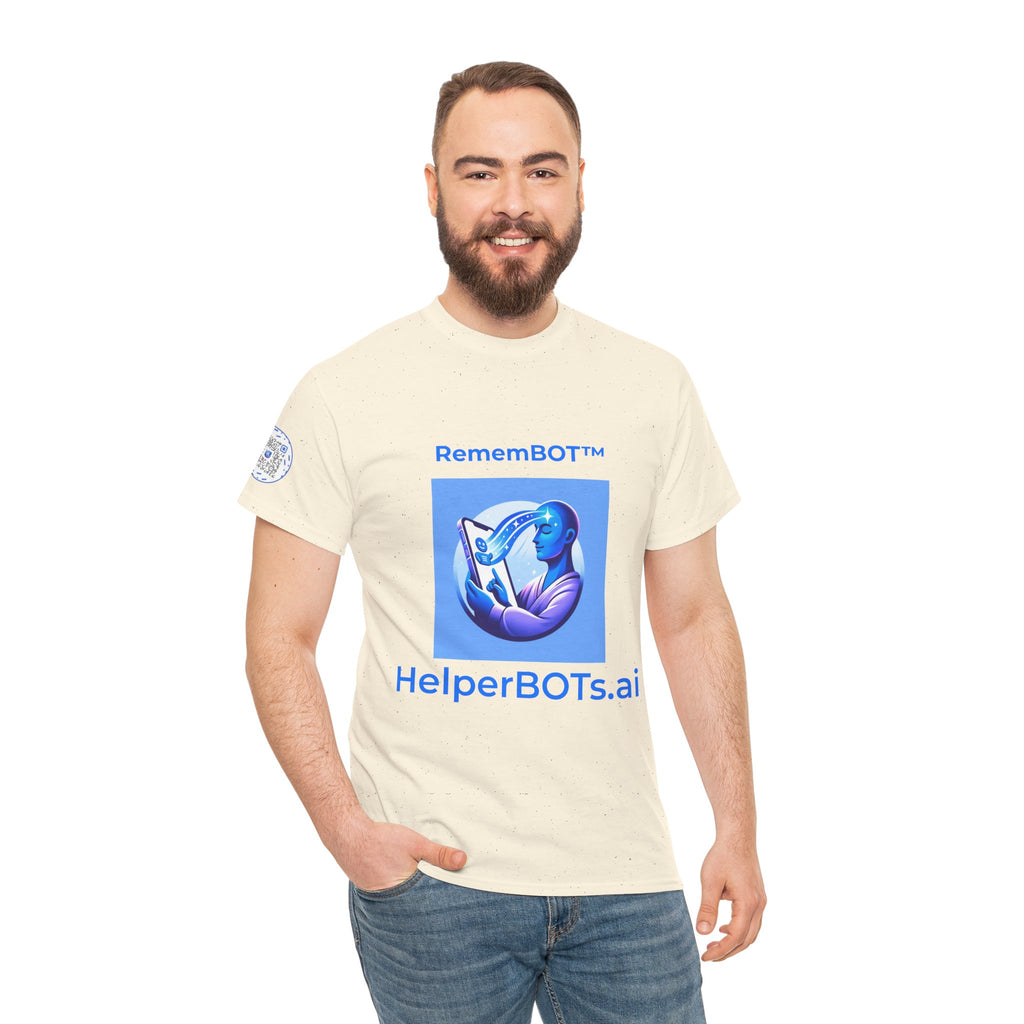 Unisex RememBOT™ in Square Heavy Cotton Tee (Light Edition with Blue Print)