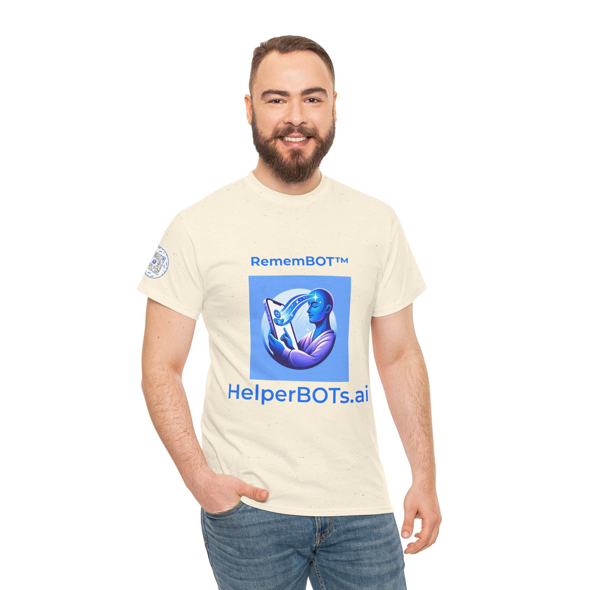 Unisex RememBOT™ in Square Heavy Cotton Tee (Light Edition with Blue Print)