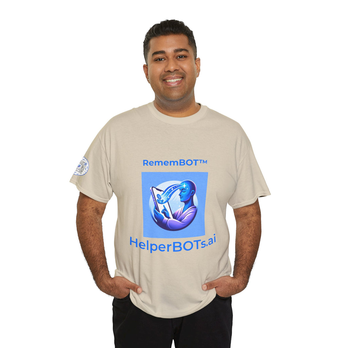 Unisex RememBOT™ in Square Heavy Cotton Tee (Light Edition with Blue Print)