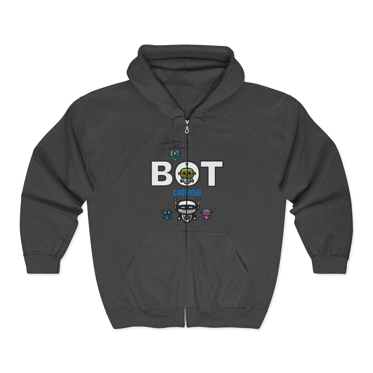 Logo Unisex Heavy Blend™ Full Zip Hooded Sweatshirt (Dark Edition with White Print)