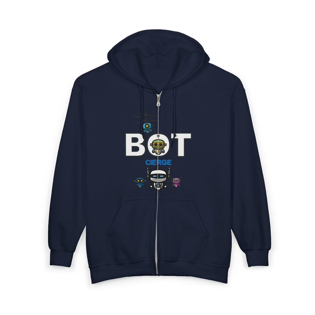 Logo Unisex Heavy Blend™ Full Zip Hooded Sweatshirt (Dark Edition with White Print)
