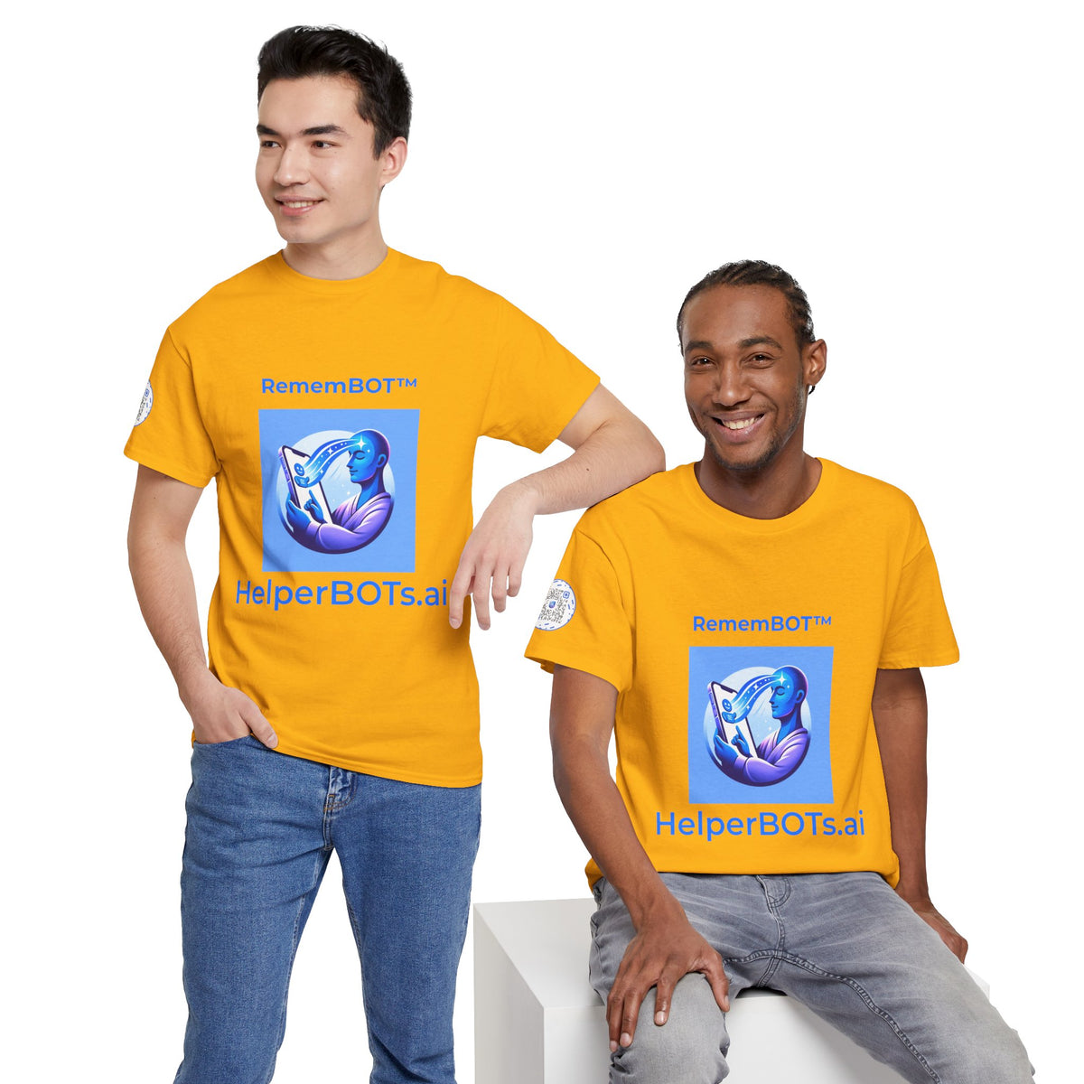 Unisex RememBOT™ in Square Heavy Cotton Tee (Light Edition with Blue Print)