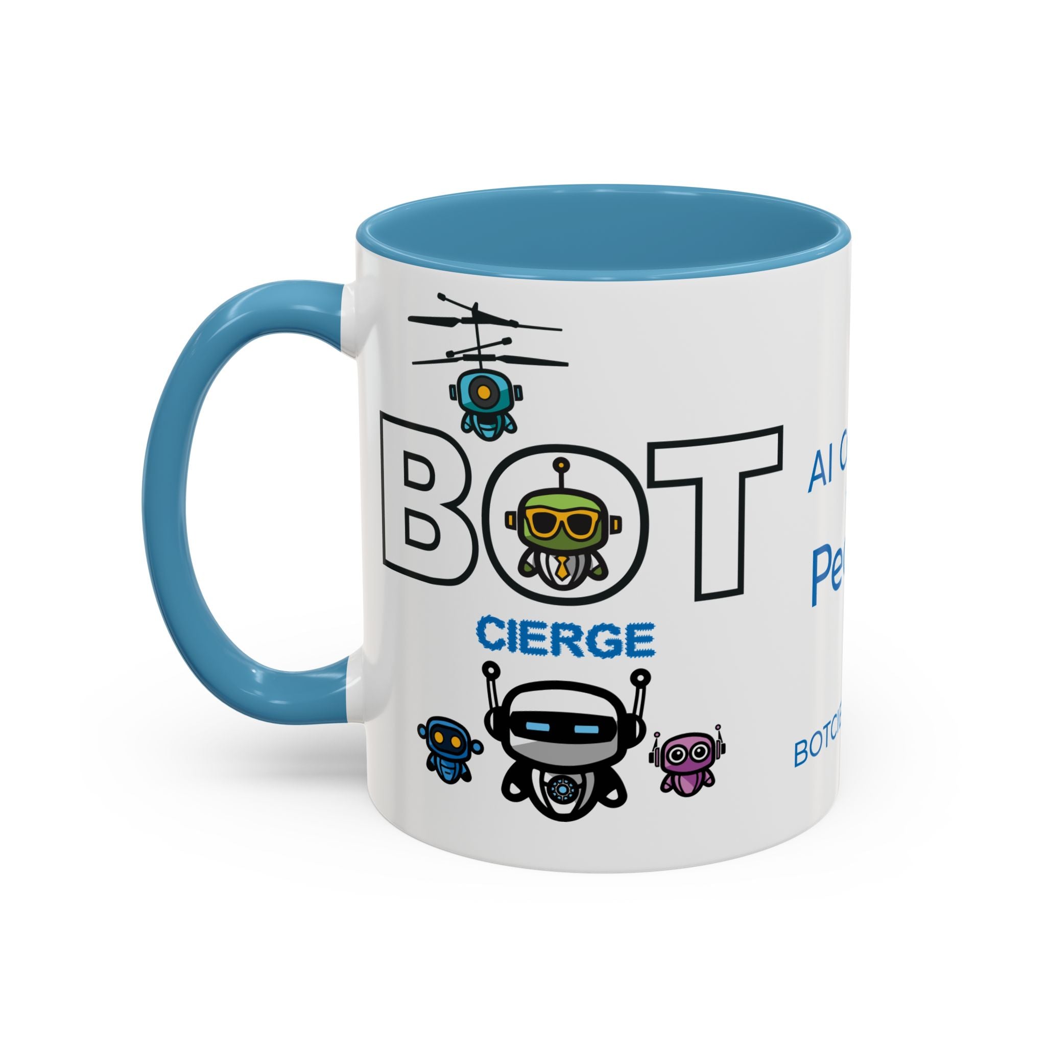 Logo Accent Coffee Mug (11, 15oz) (Dark Edition with Light Blue Print)