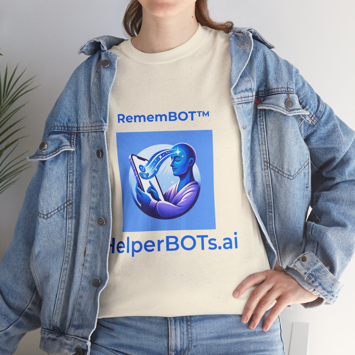 Unisex RememBOT™ in Square Heavy Cotton Tee (Light Edition with Blue Print)