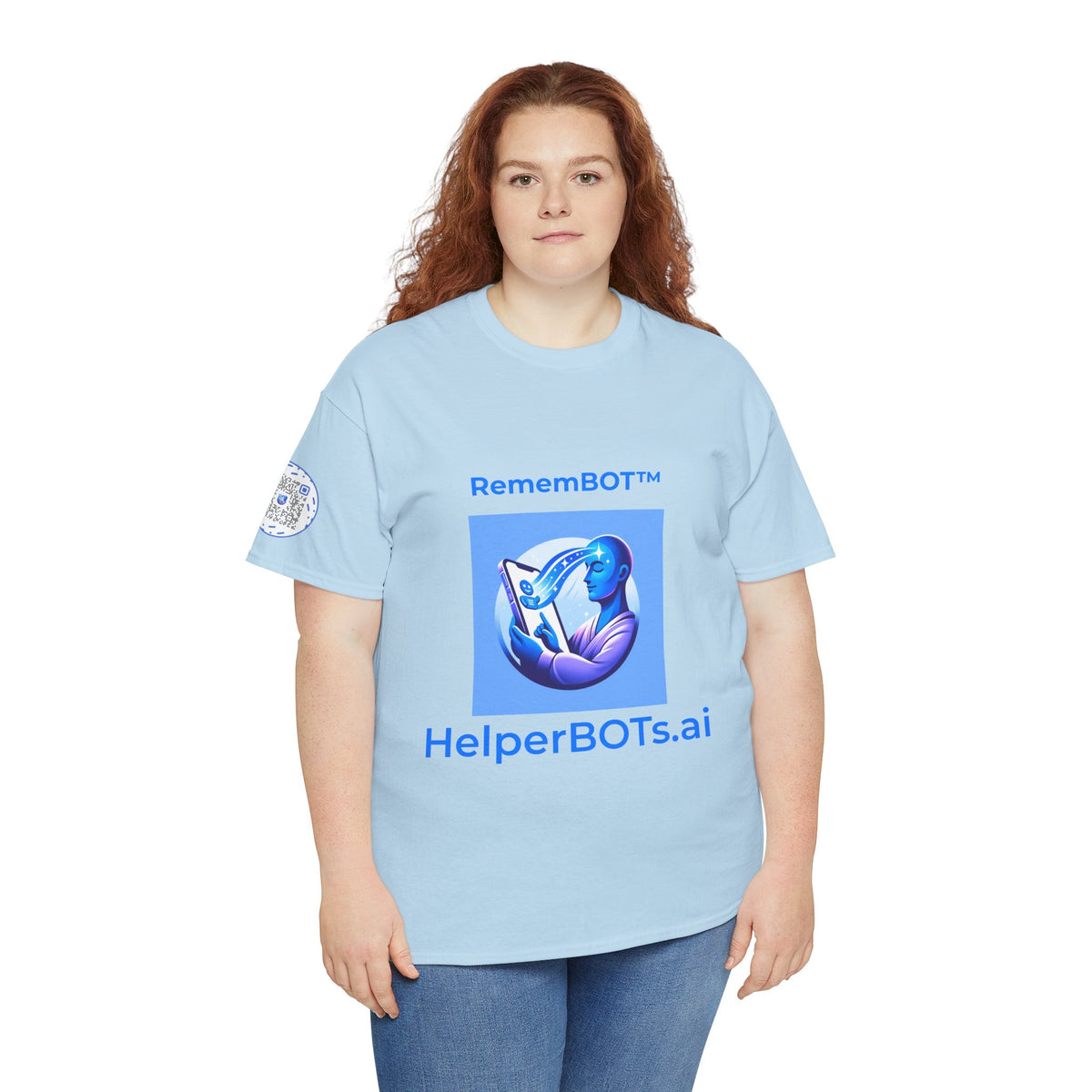 Unisex RememBOT™ in Square Heavy Cotton Tee (Light Edition with Blue Print)