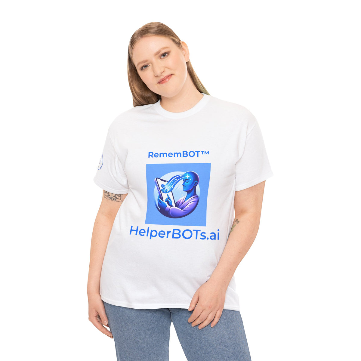 Unisex RememBOT™ in Square Heavy Cotton Tee (Light Edition with Blue Print)