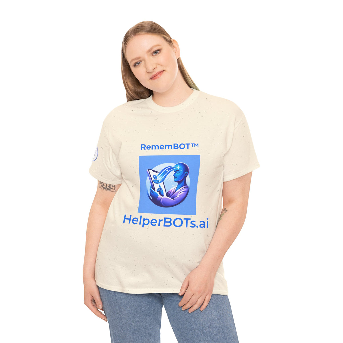 Unisex RememBOT™ in Square Heavy Cotton Tee (Light Edition with Blue Print)