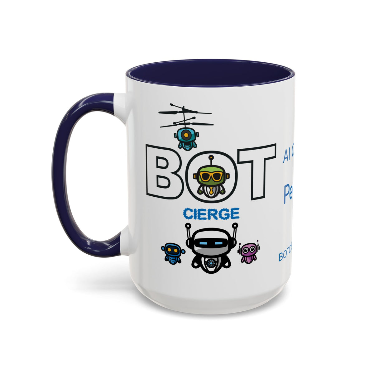 Logo Accent Coffee Mug (11, 15oz) (Dark Edition with Light Blue Print)