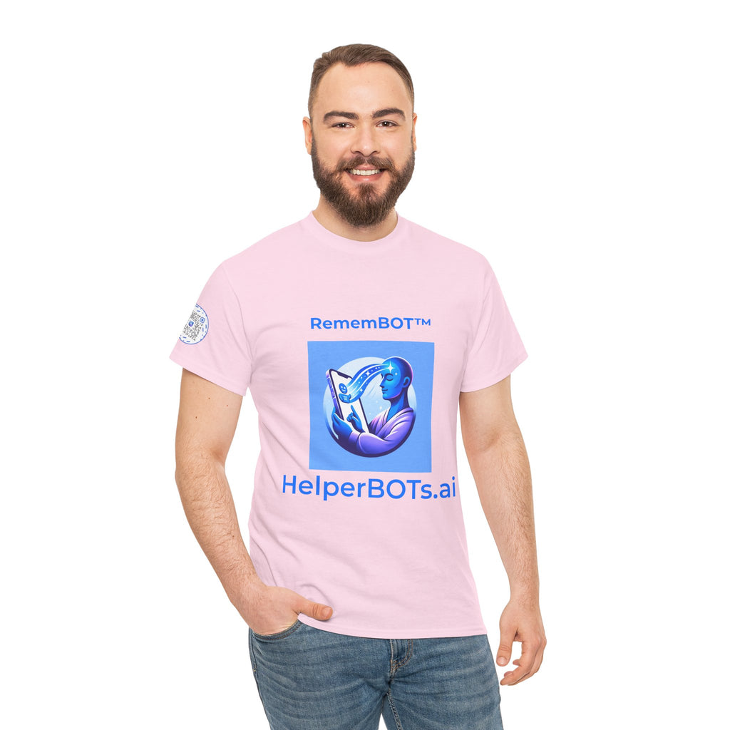 Unisex RememBOT™ in Square Heavy Cotton Tee (Light Edition with Blue Print)