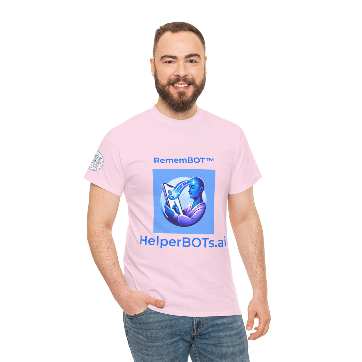 Unisex RememBOT™ in Square Heavy Cotton Tee (Light Edition with Blue Print)