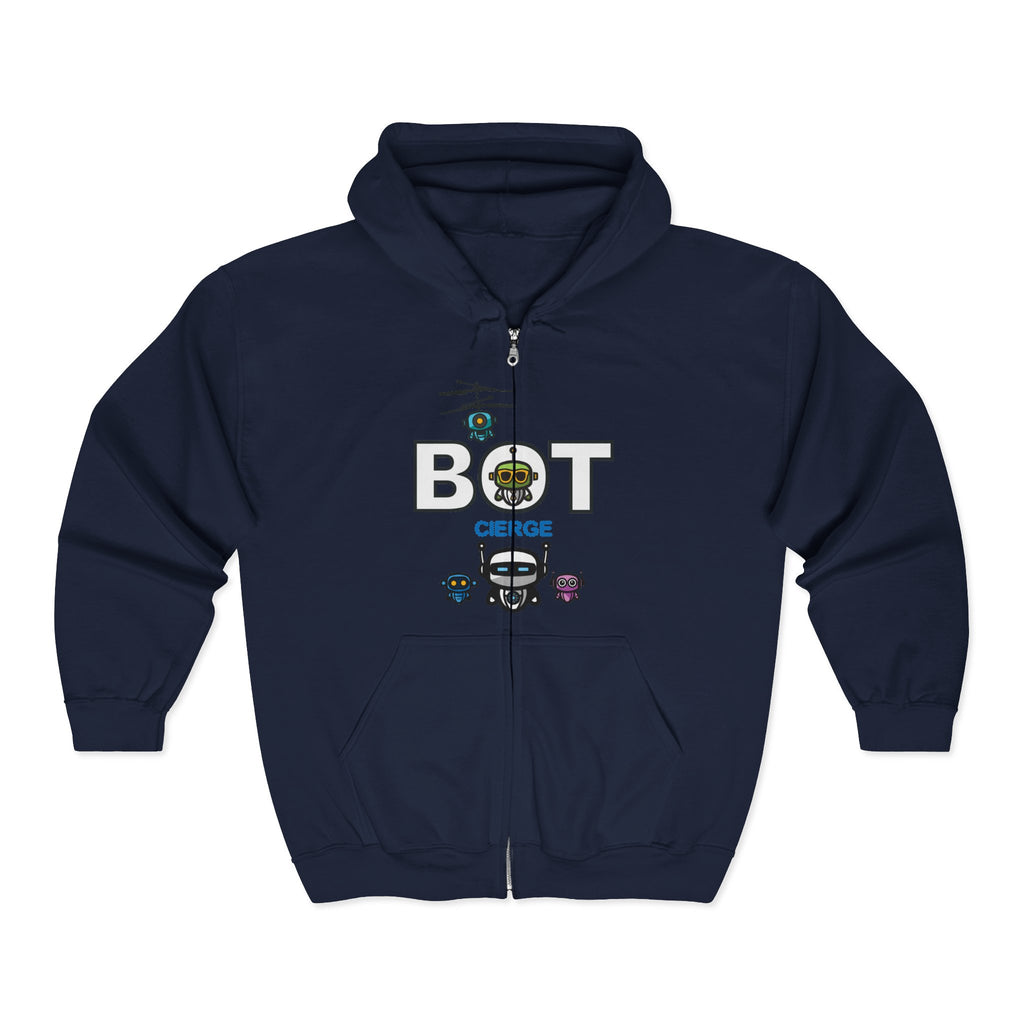 Logo Unisex Heavy Blend™ Full Zip Hooded Sweatshirt (Dark Edition with White Print)