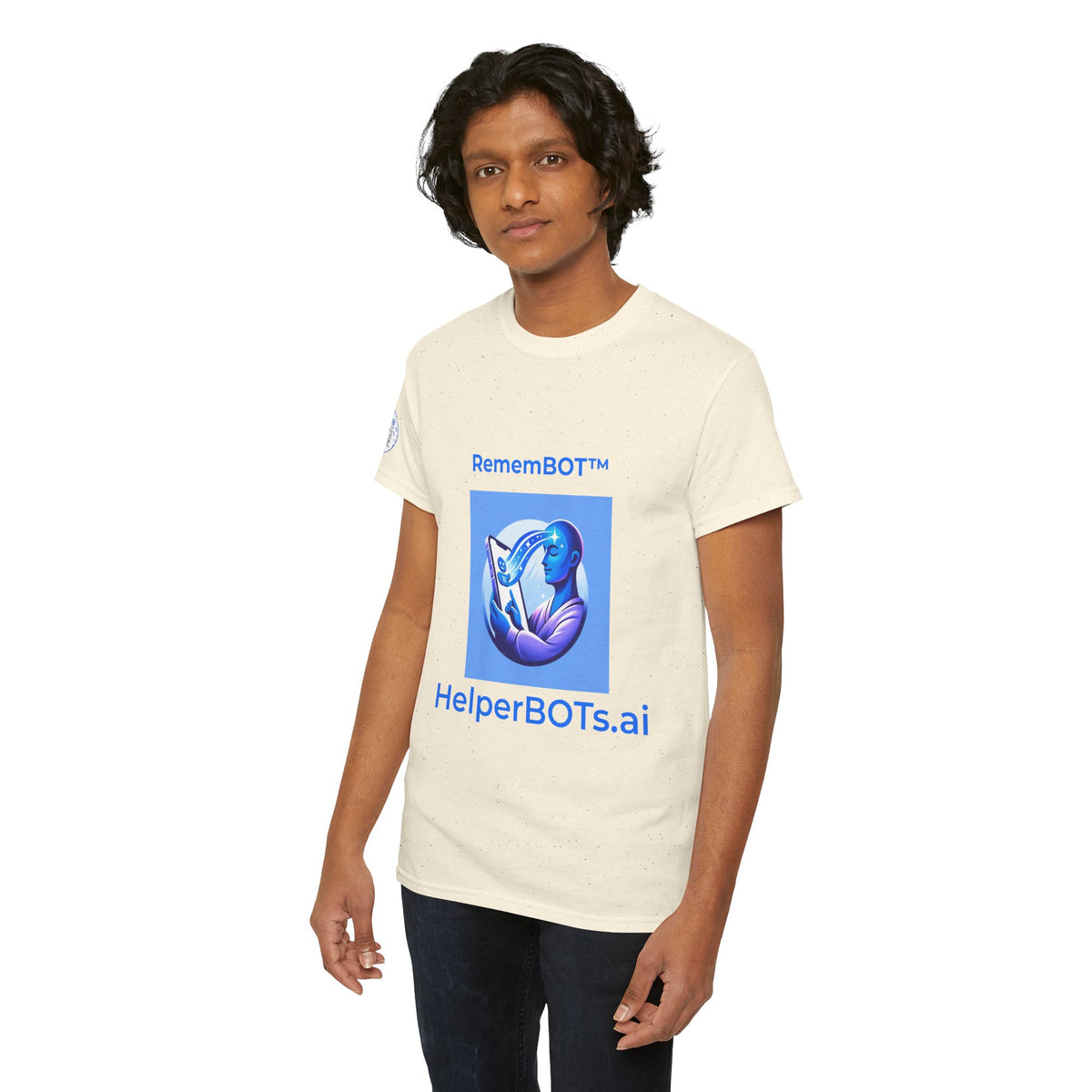 Unisex RememBOT™ in Square Heavy Cotton Tee (Light Edition with Blue Print)
