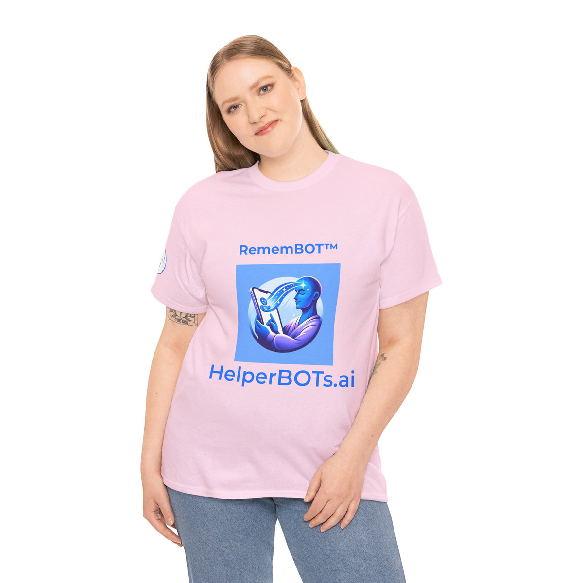 Unisex RememBOT™ in Square Heavy Cotton Tee (Light Edition with Blue Print)