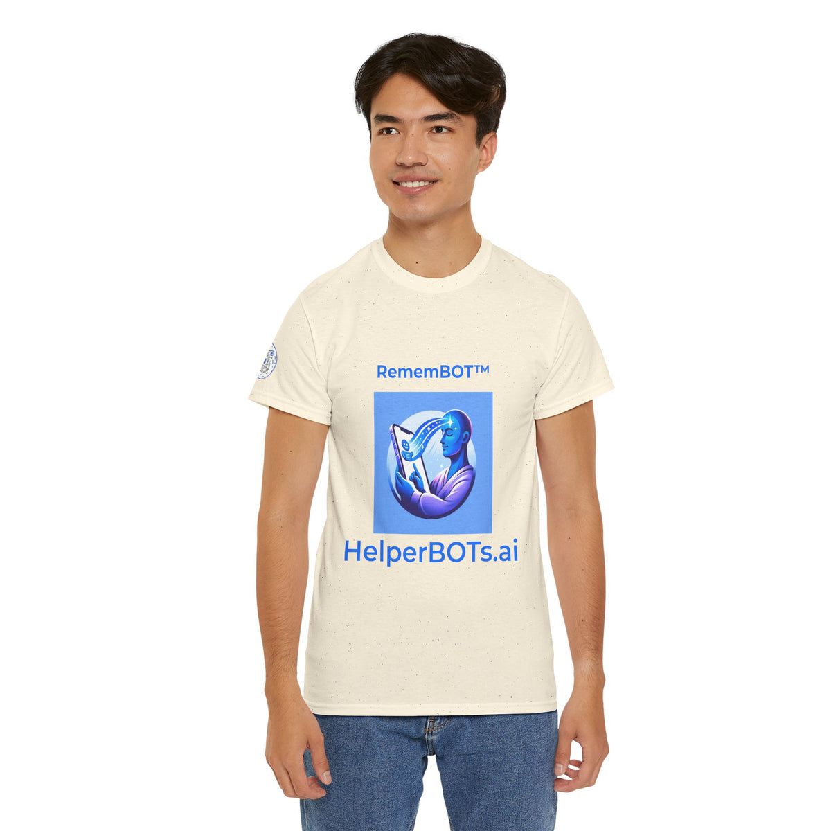 Unisex RememBOT™ in Square Heavy Cotton Tee (Light Edition with Blue Print)