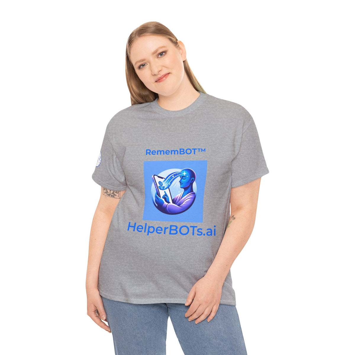 Unisex RememBOT™ in Square Heavy Cotton Tee (Light Edition with Blue Print)