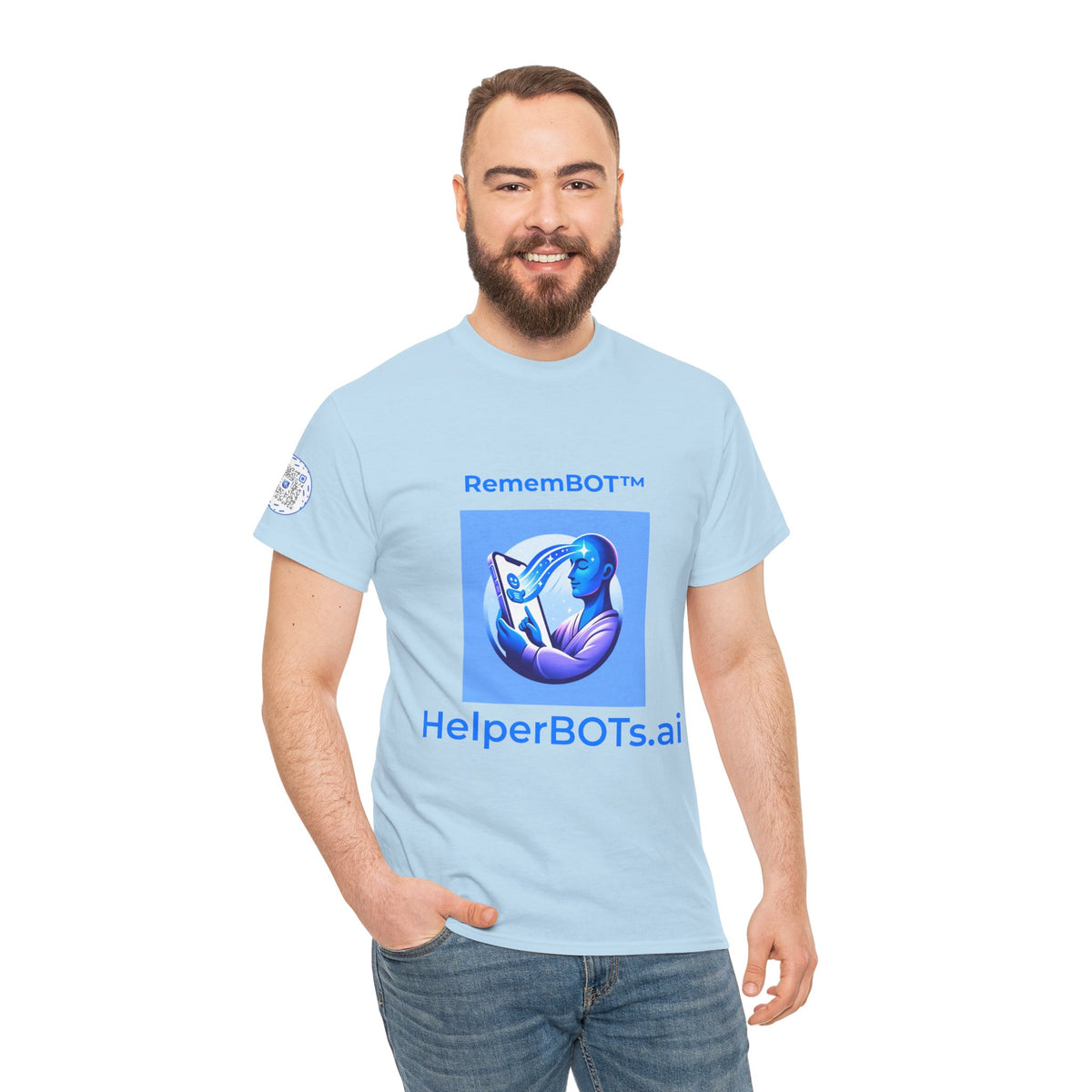Unisex RememBOT™ in Square Heavy Cotton Tee (Light Edition with Blue Print)