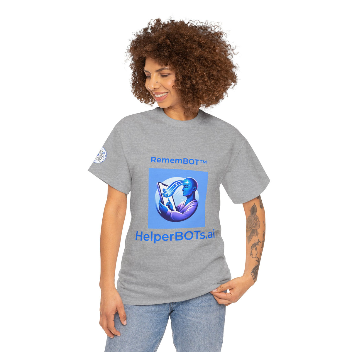 Unisex RememBOT™ in Square Heavy Cotton Tee (Light Edition with Blue Print)