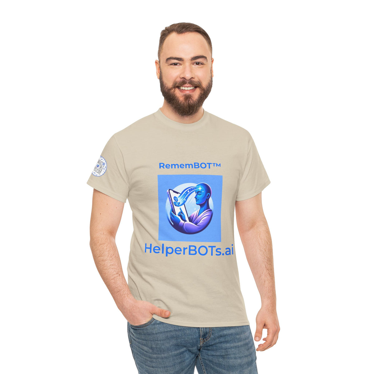 Unisex RememBOT™ in Square Heavy Cotton Tee (Light Edition with Blue Print)