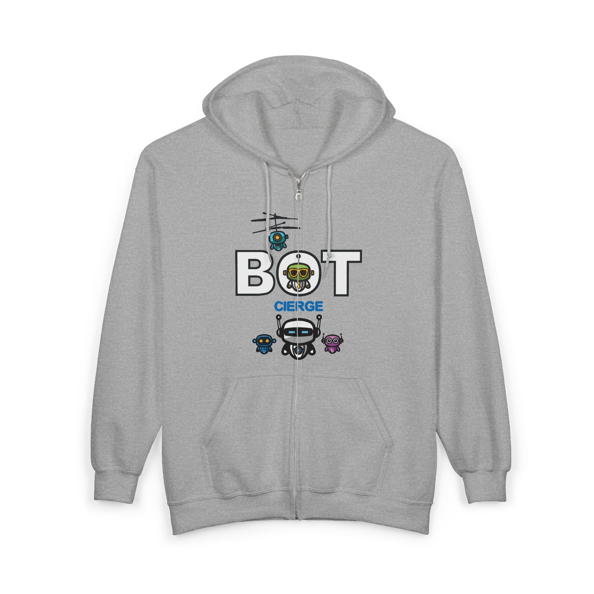 Logo Unisex Heavy Blend™ Full Zip Hooded Sweatshirt (Dark Edition with White Print)