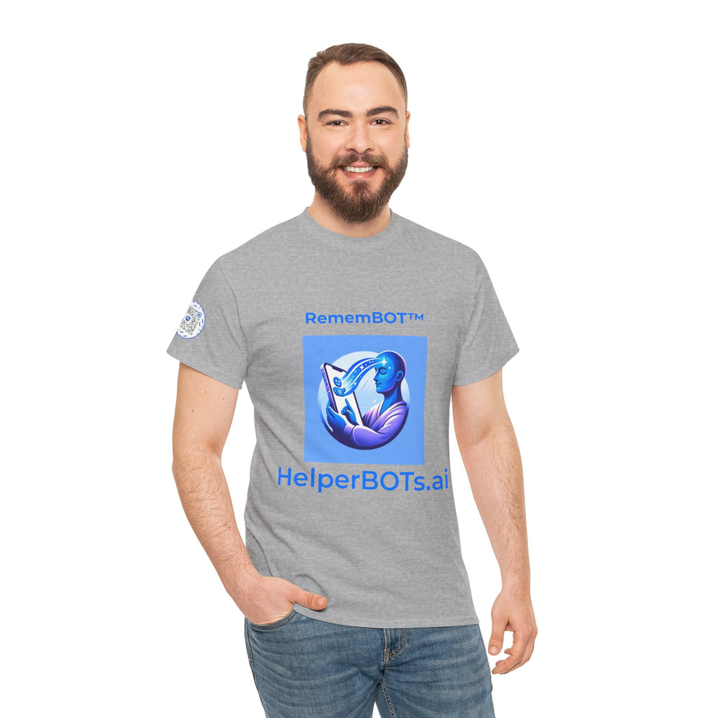 Unisex RememBOT™ in Square Heavy Cotton Tee (Light Edition with Blue Print)